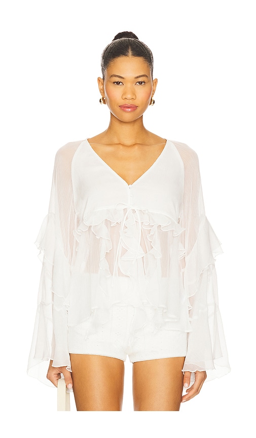 Rosalo Ruffle Blouse in White. - size 6 (also in 10, 12, 2, 4, 8)