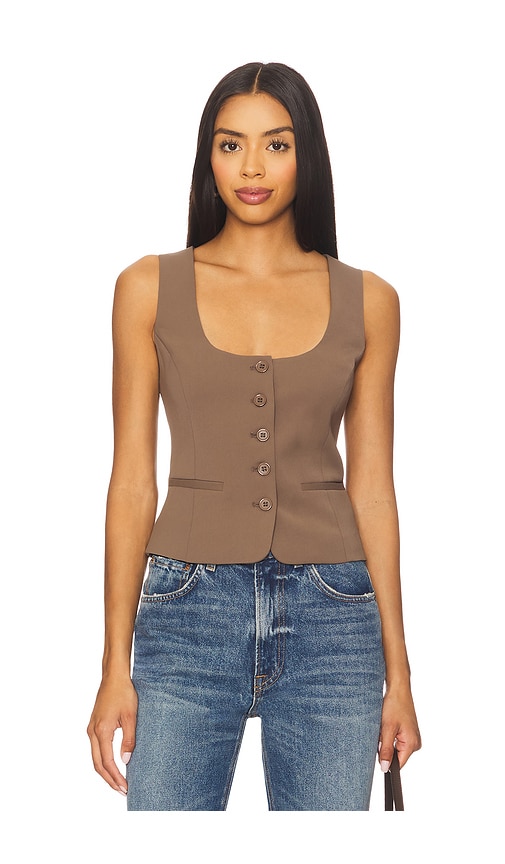 Azilia Button Through Top in Brown. - size 8 (also in 10, 12, 2, 4, 6)