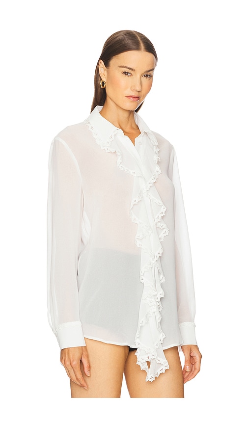 Bardot Jolanda Ruffle Front Button-up Shirt In White