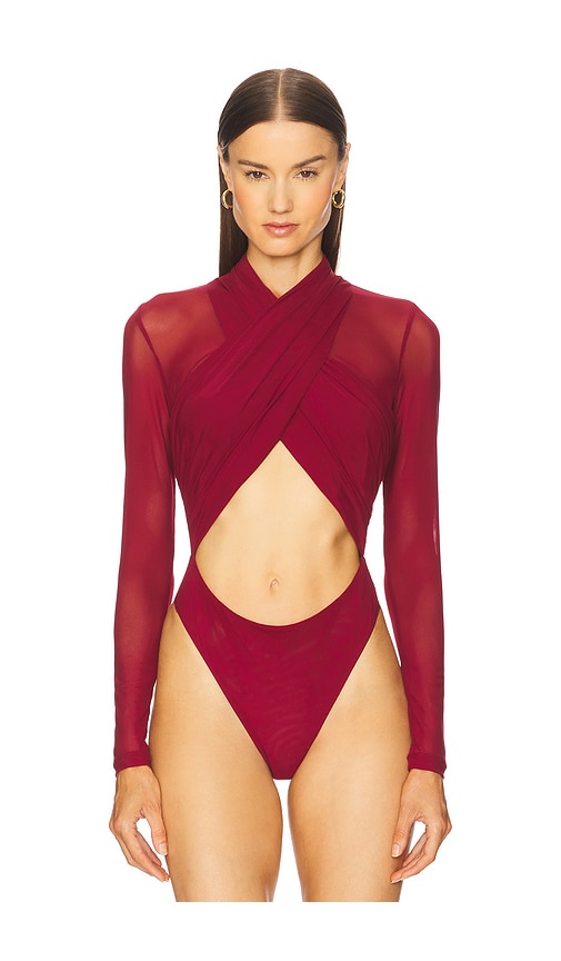 Bardot Aliyah Wrap Bodysuit In Red