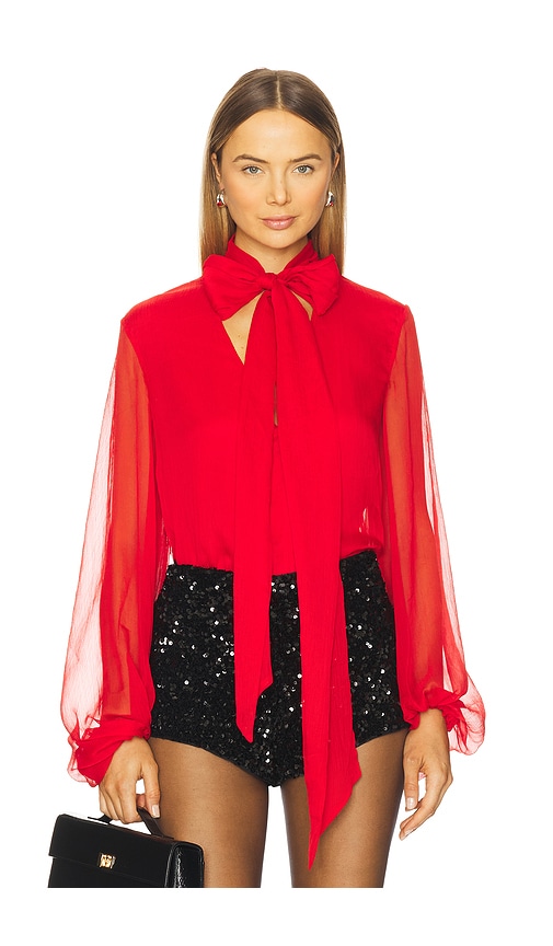 Solace Tie Front Blouse in Deep Red