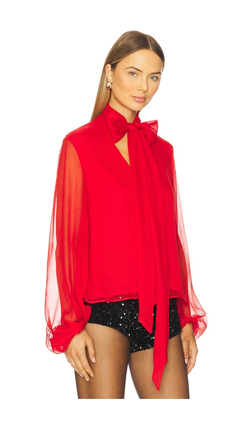 Bardot Solace Tie Front Blouse In Red