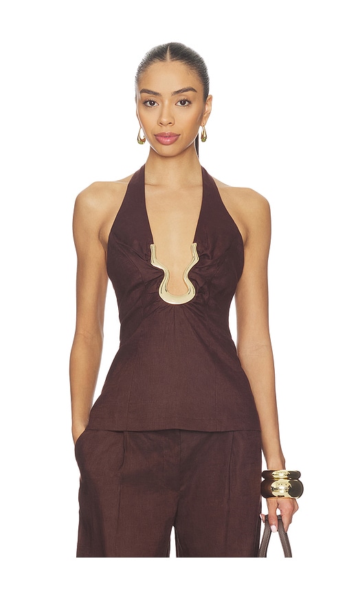 Cavarly Linen Halter Top