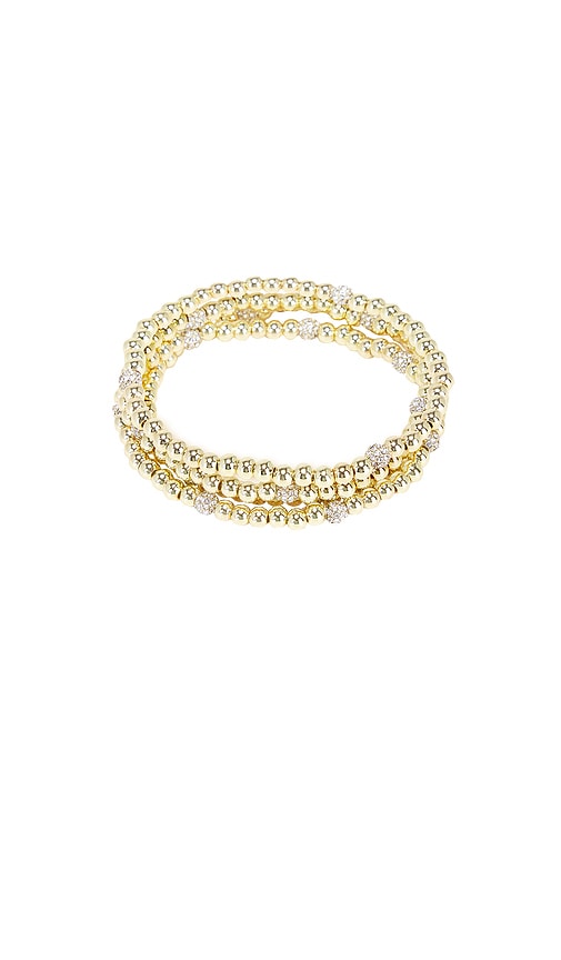 Shop Baublebar Alternating Pave Pisa Bracelet Set Of 3 In Metallic Gold