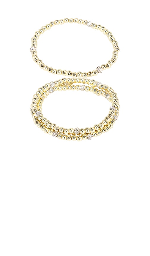 Shop Baublebar Alternating Pave Pisa Bracelet Set Of 3 In Metallic Gold