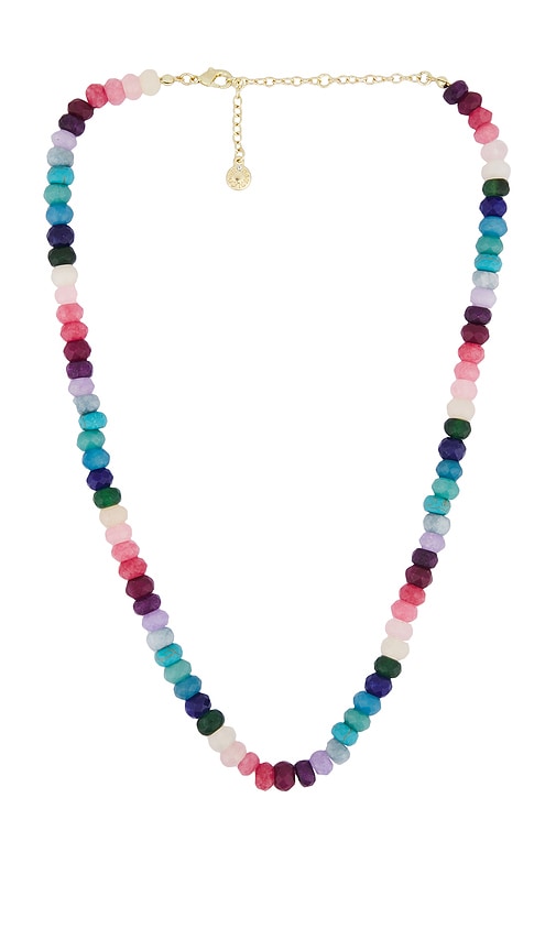 Semi Precious Beaded Necklace in Blue,Pink.