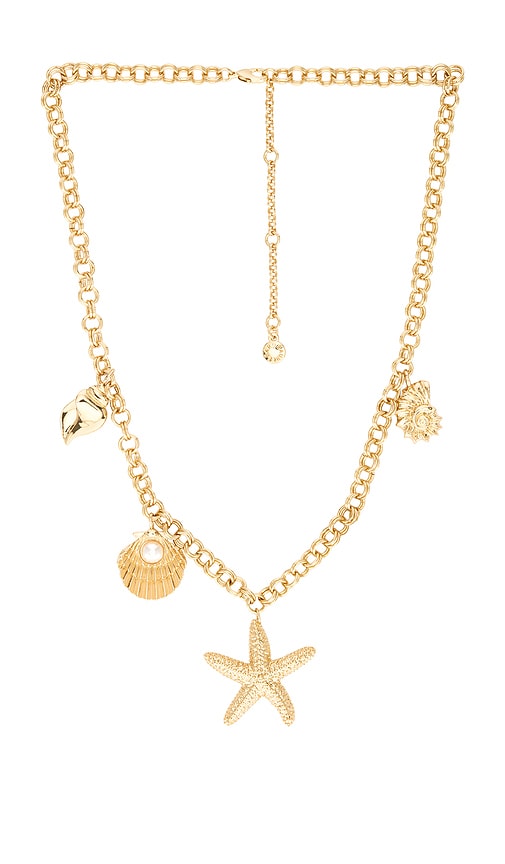 Seashell Charm Necklace in Metallic Gold.