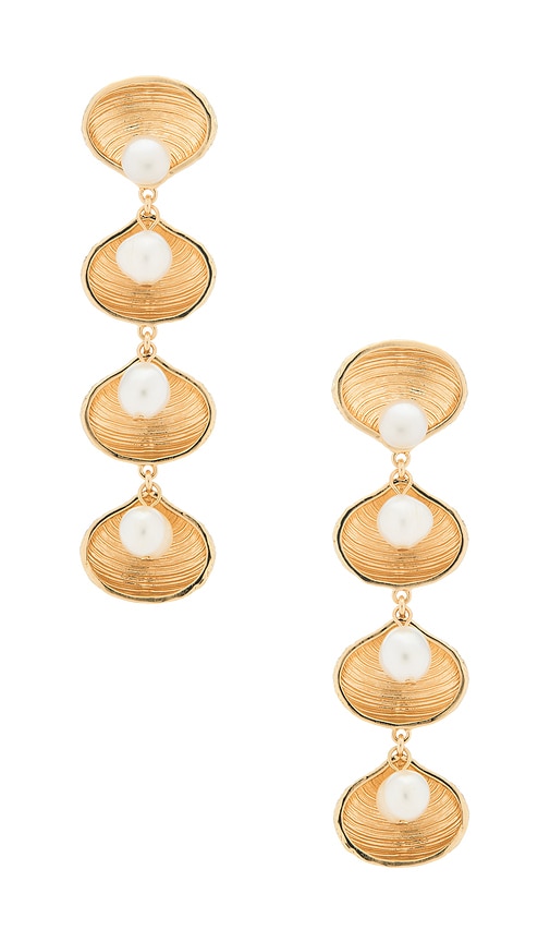 Margaret Statement Earrings in Metallic Gold.