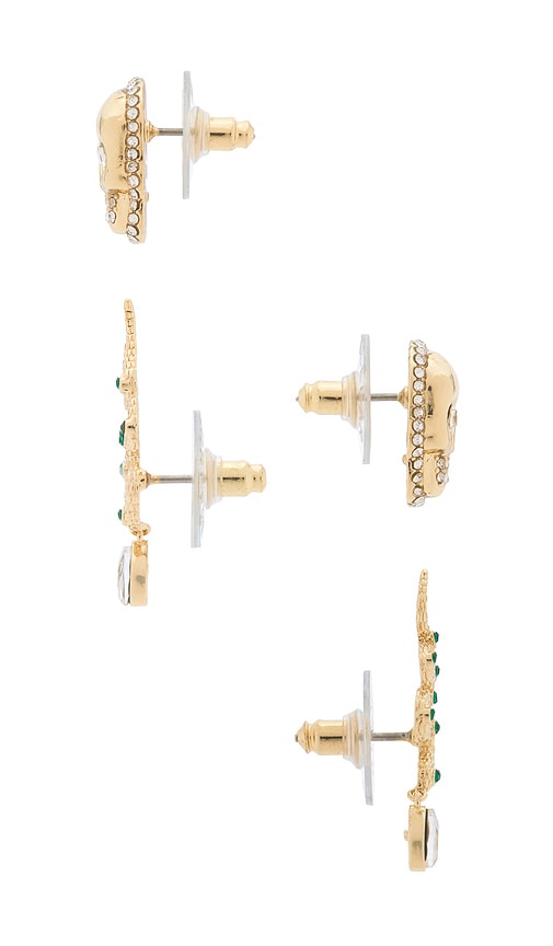 Baublebar Skull And Snake Stud Earrings In Gold