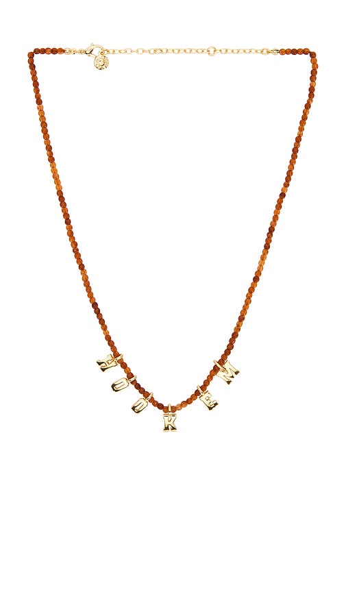 BaubleBar University Of Texas At Austin Beaded Slogan Necklace in Brown.