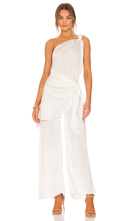 White Drape One Shoulder Jumpsuit