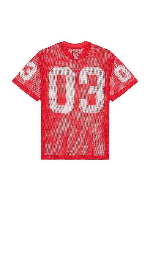 Billionaire Boys Club Varsity Football Jersey Short Sleeve Tee In Red