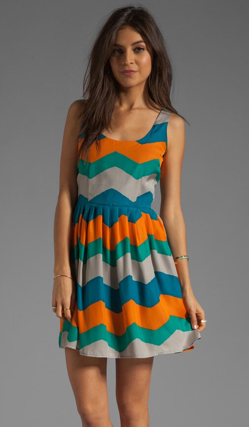 Maggie Painted Zigzag Charmuese Dress