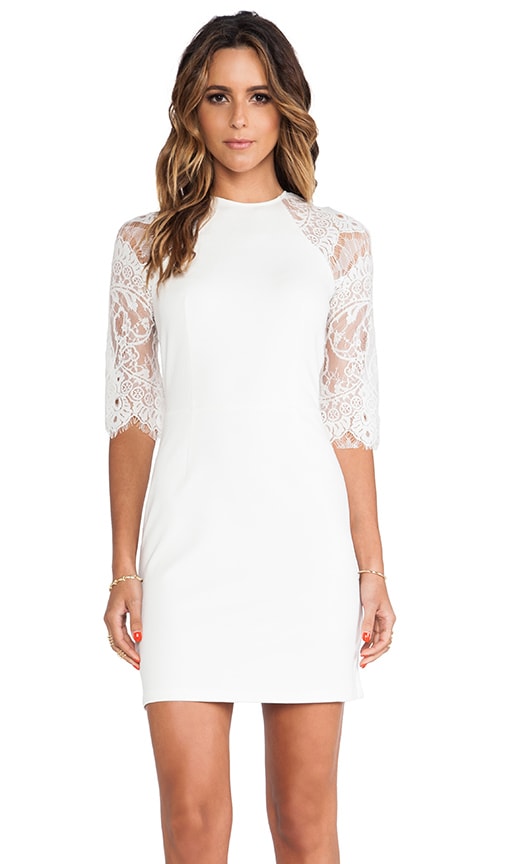 Princeton Ponte Dress w/ Lace Sleeves