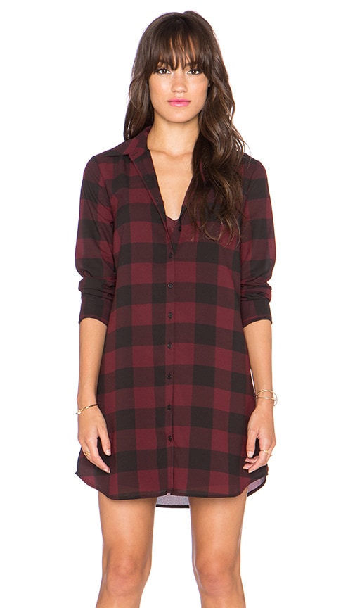 Steve Madden VESTIDO CAMISERO CUADROS COTTER Wine | REVOLVE