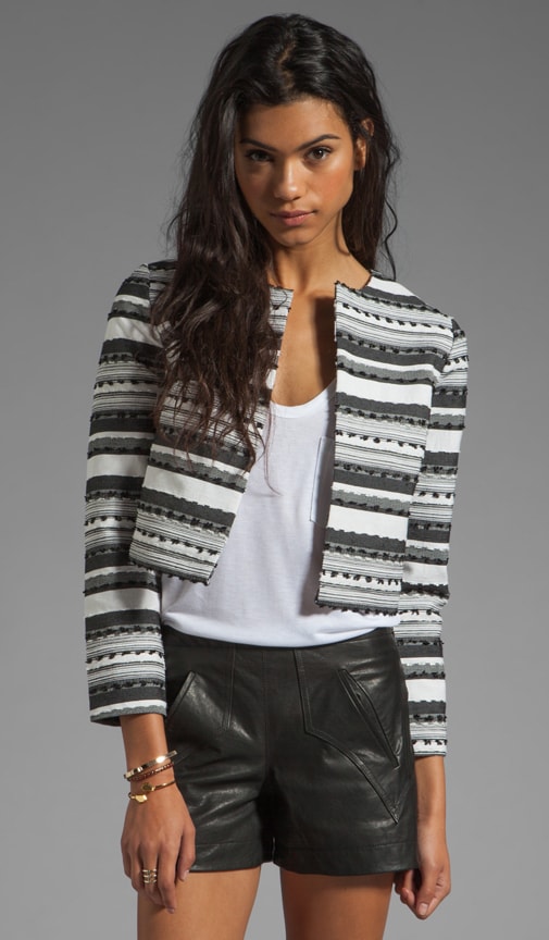 Jariah Striped Textured Crop Jacket