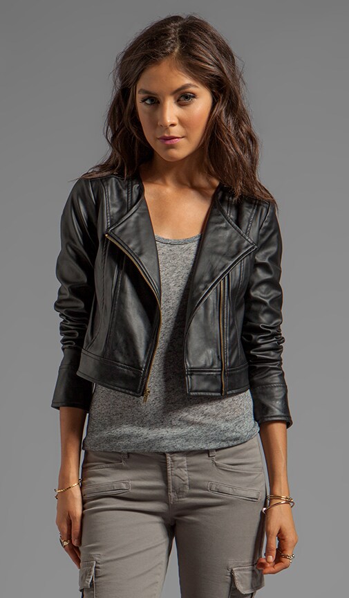 Aleeza 2 Tone PU Leather Jacket w. Studs