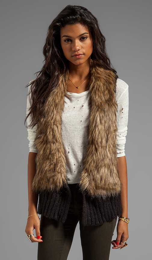 Perri Faux Fur Collar Sweater Knit Vest