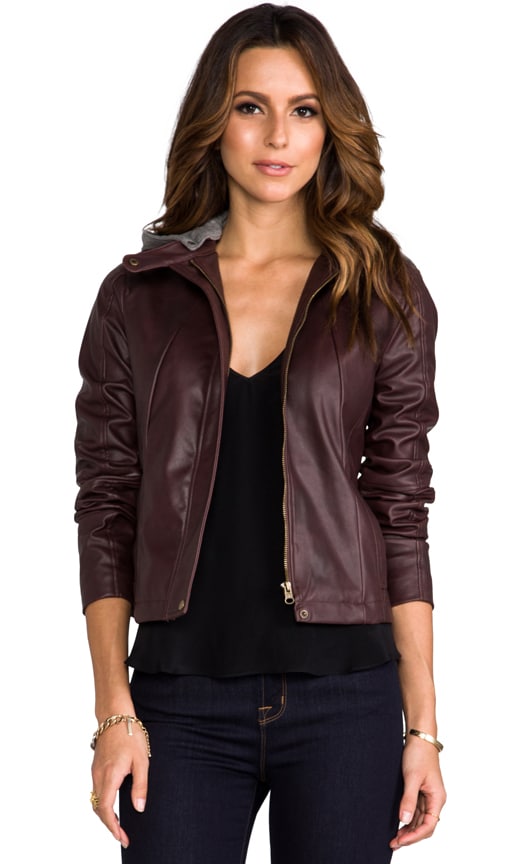 Kaia Hooded Faux Leather Jacket