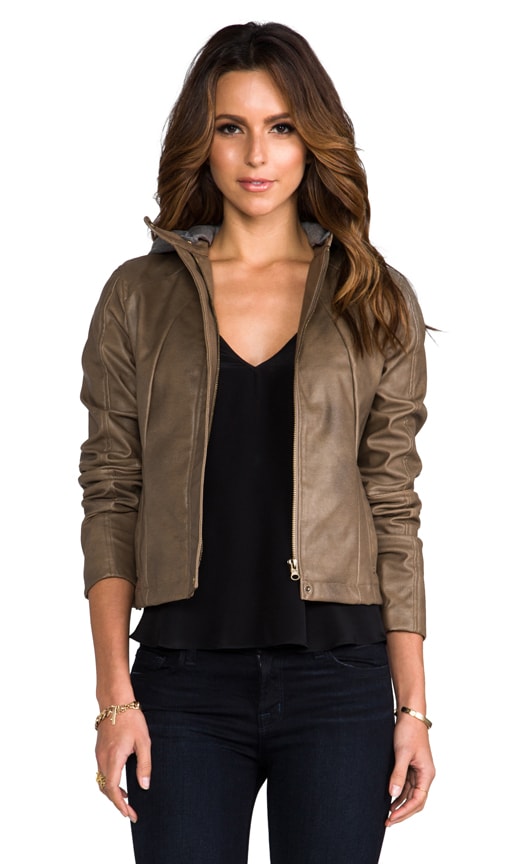 Kaia Hooded Faux Leather Jacket