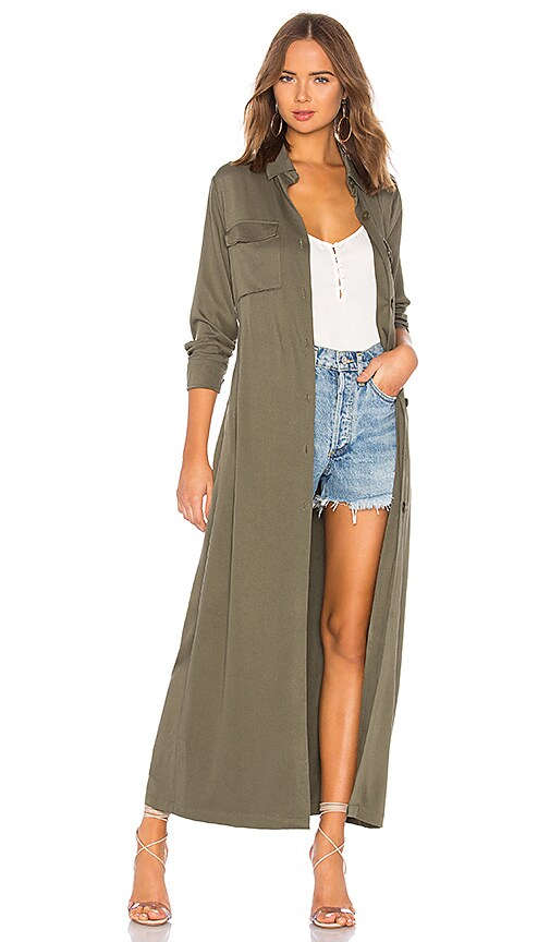 Steve Madden Attention Please Duster Coat in Sage