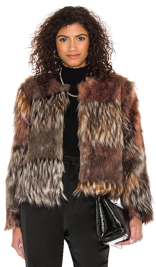 Steve Madden Patch My Drift Faux Fur Jacket in Multi | REVOLVE