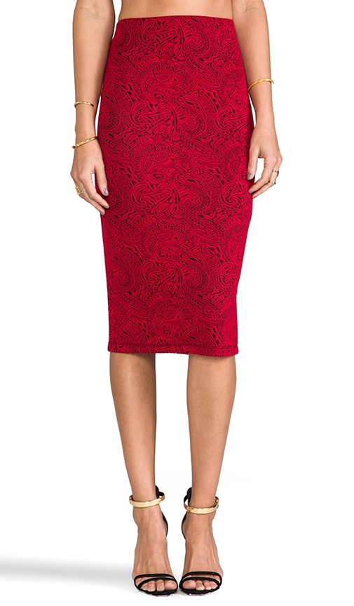 Convoy Paisley Brocade Ponte Skirt