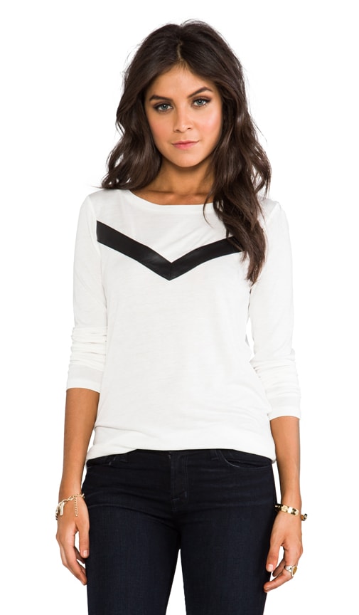 Deborah Long Sleeve Top w/ Faux Leather Insert