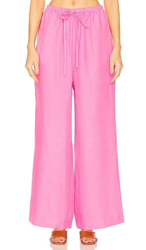 BONDI BORN Delphi Organic Linen Wide-Leg Drawstring Pants