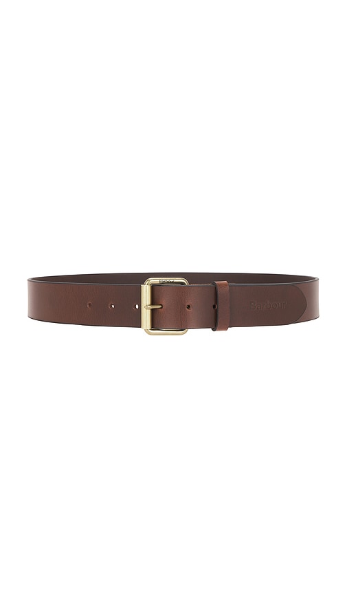 Barbour Contrast Leather Belt in Olive Brown