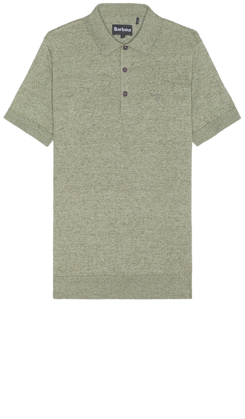 Shop Barbour Buston Knit Polo In 土灰绿色