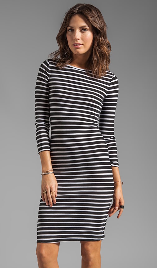 Striped Elbow Sleeve Dress