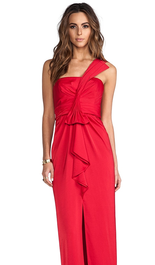 BCBGMAXAZRIA Barbara One Shoulder Gown in New Red REVOLVE