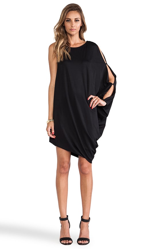 BCBGMAXAZRIA Michaela One Sleeve Dress in Black REVOLVE