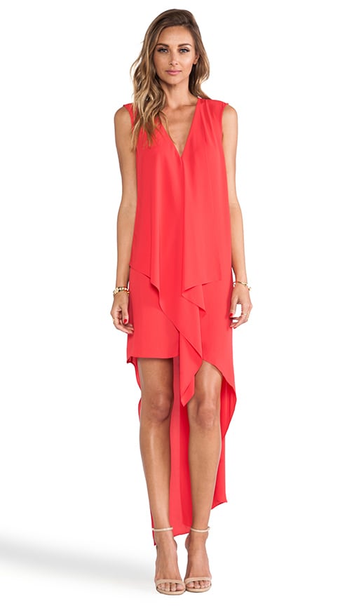 BCBGMAXAZRIA Tara Ruffle Front Dress in Lipstick Red REVOLVE