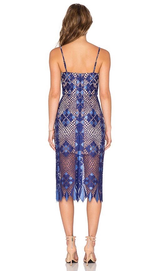 oasis blue warner lace back dress