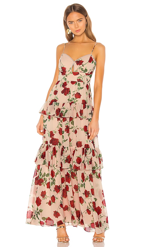 Tiered Rose Print Gown