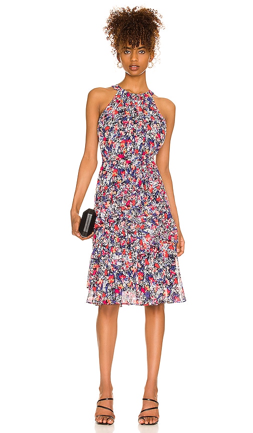 BCBGMAXAZRIA Tiered Cocktail Dress in Painterly Carnation