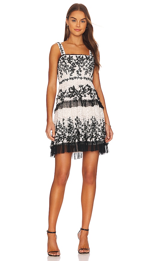 BCBGMAXAZRIA Lace Mini Dress in Off White Combo REVOLVE