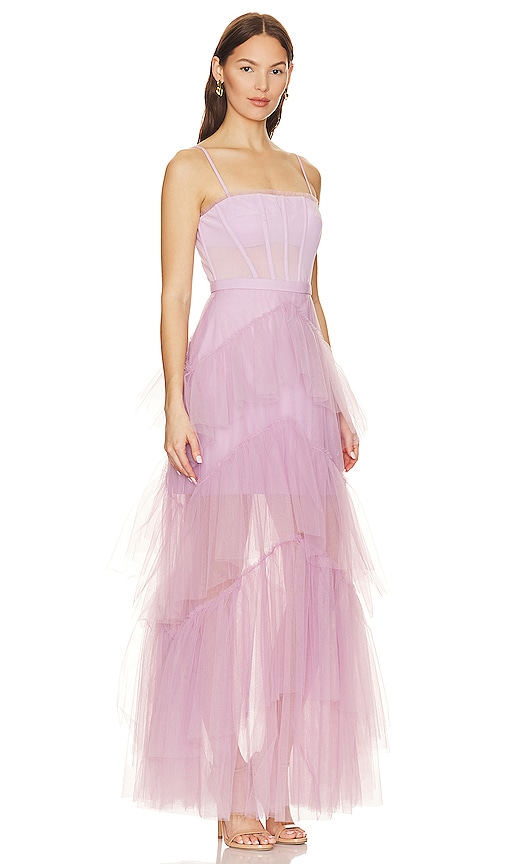 Shop Bcbgmaxazria Corset Tulle Gown In Orchid