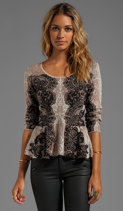 Printed Peplum Sweater