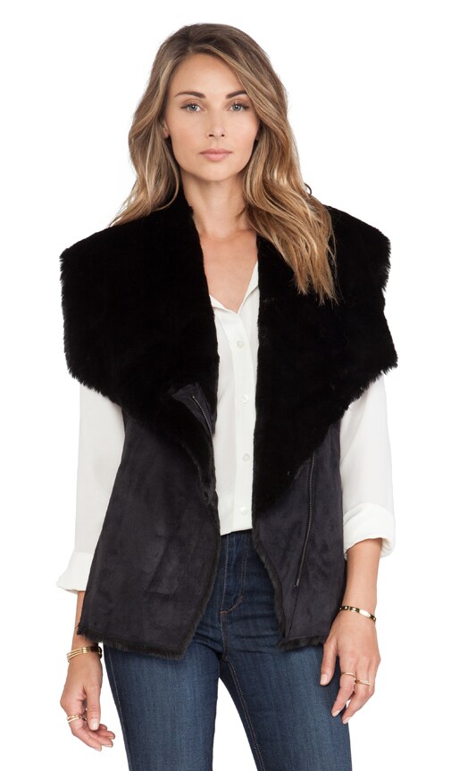 BCBGMAXAZRIA Stefano Faux Fur Vest in Black REVOLVE