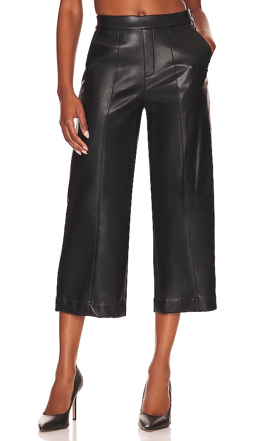 BCBGMAXAZRIA Faux Leather Cropped Pant in Black