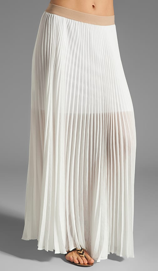 white pleated maxi skirt