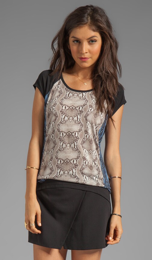 Print Combo Short Sleeve Top