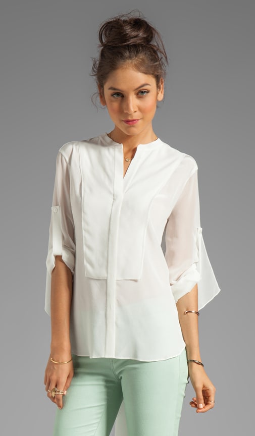 Elbow Sleeve Button Down Top