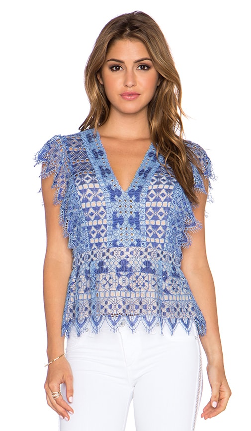 BCBGMAXAZRIA Ambar Top in Royal Blue Combo REVOLVE