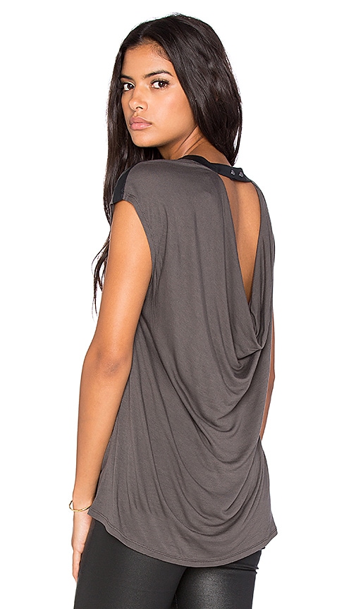 BCBGMAXAZRIA Drape Back Top in Charcoal REVOLVE