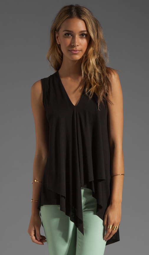 BCBGMAXAZRIA Asymmetrical Hem Top Black REVOLVE