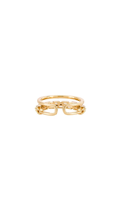  Bracha Ring Clara Baguette In Metallic Gold. 